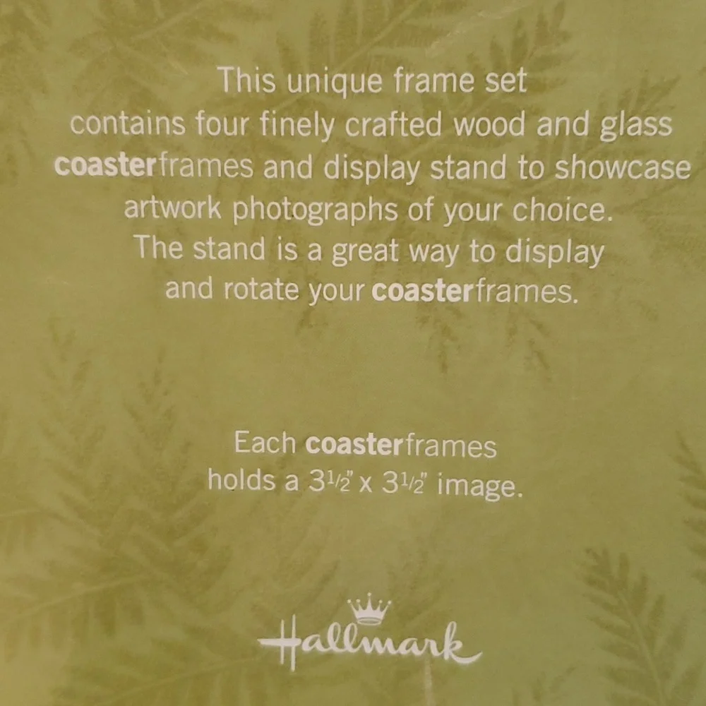 Vintage Hallmark Coaster Frames with Display Stand 2003 Wood Glass